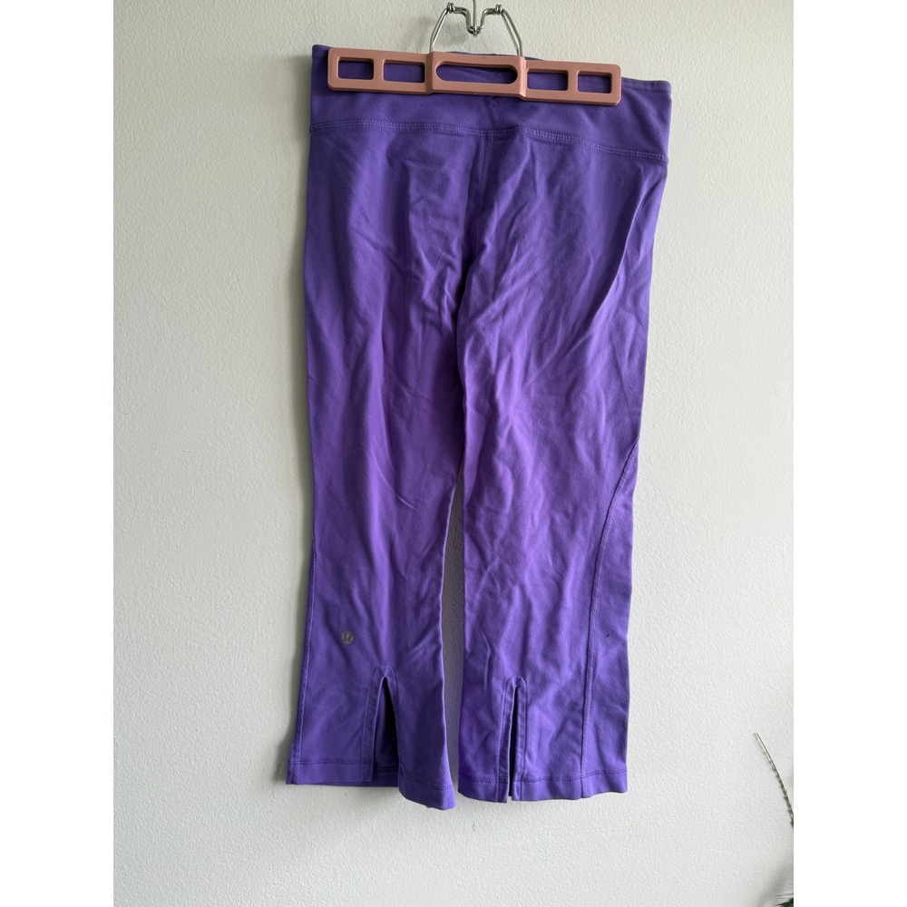 Lululemon Groove Crop Purple Flare Leg Yoga Pants Split Hem Womens Size 6‎